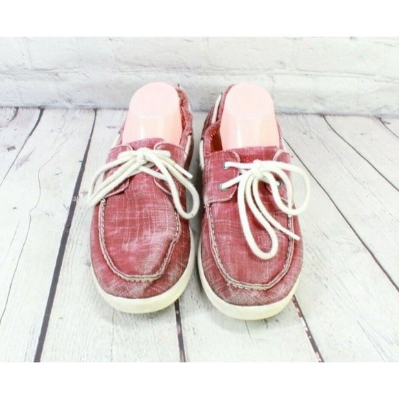 LL Bean Colonial Red Sunwashed Canvas Two Eye Sneakers Size 10 M - Picture 5 of 9